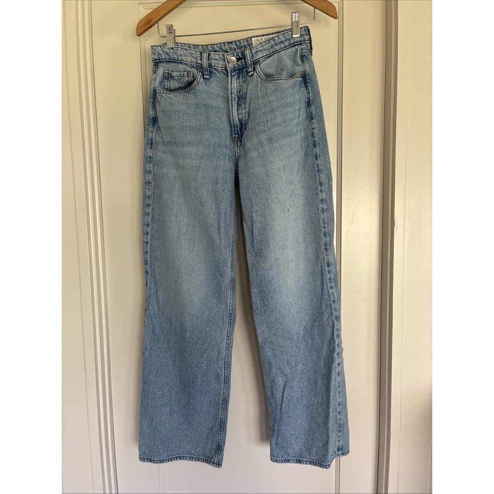 RAG & BONE Light Acid Wash Lori Mid Rise Wide Leg Jeans Size 24. Excellent Used